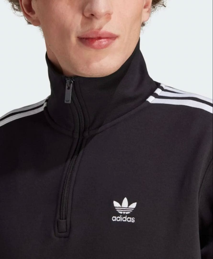adidas ブラック ジップアップジャージ