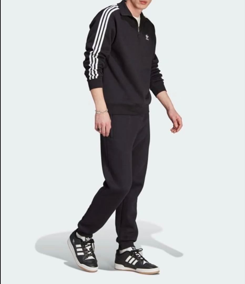 adidas ブラック ジップアップジャージ