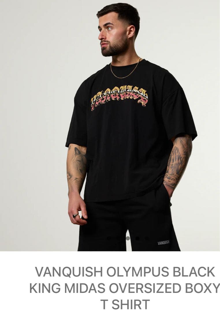 VANQUISH FITNESS オリンポス ブラック キングミダス Tシャツ