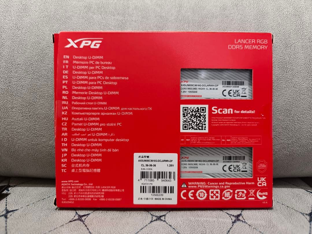 ADATA DDR5-5600 32GB(16GB×2) ホワイト ドスパラ限定