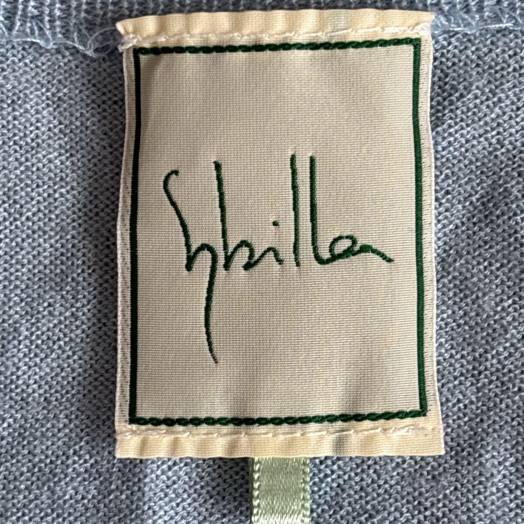 シビラ シルク混 花刺繍カーディガン 水色 総刺繍 コンパクト 春羽織り