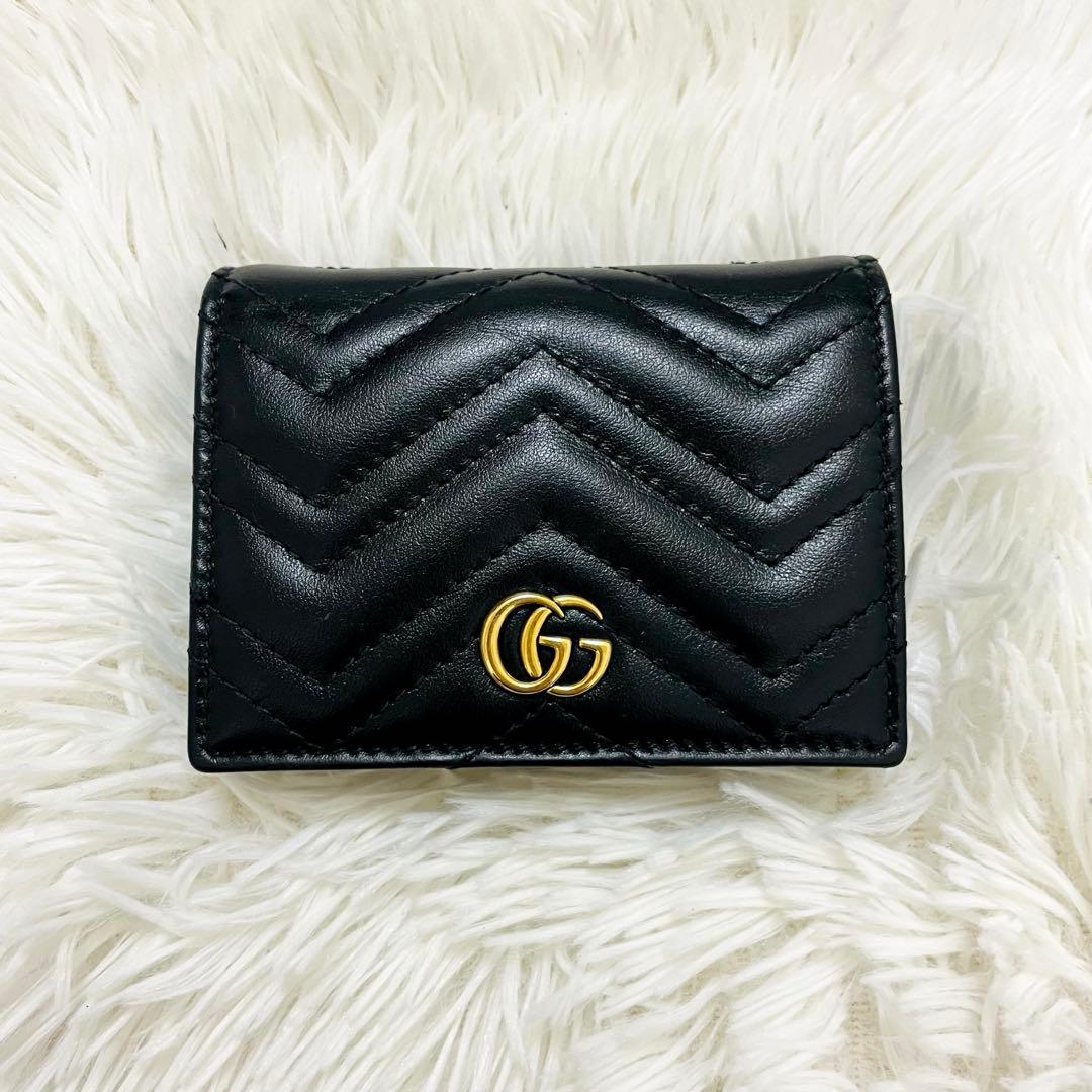 極美✨付属完備✨GUCCI 二つ折り財布 キルティング マーモントGG レザー