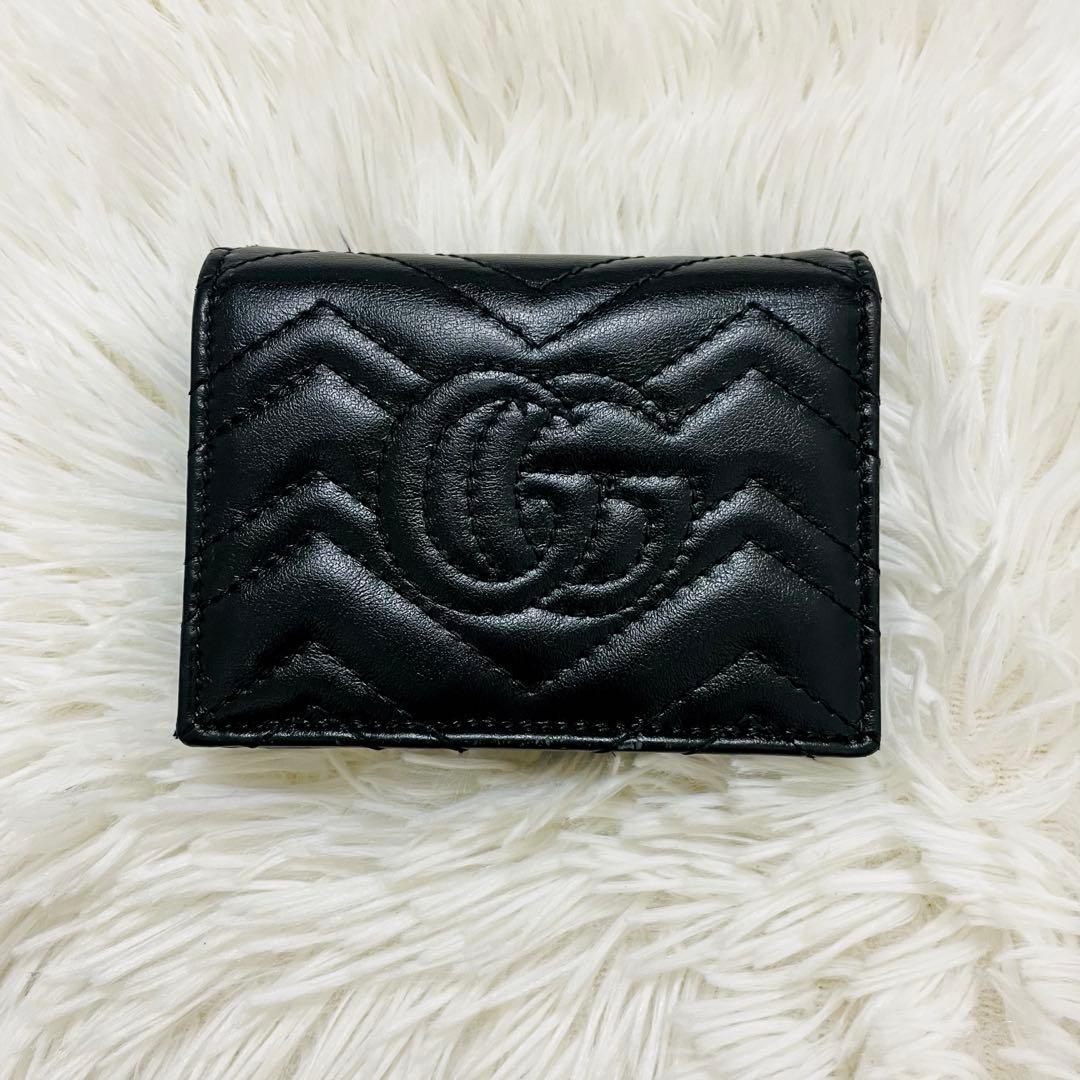 極美✨付属完備✨GUCCI 二つ折り財布 キルティング マーモントGG レザー