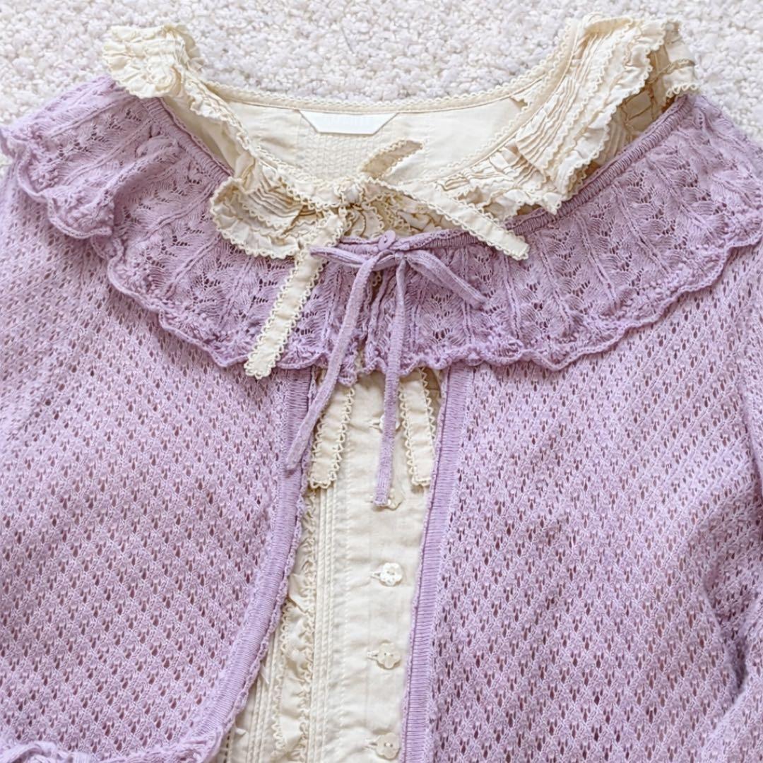 PINK HOUSE ピンクハウス　ラベンダー フリル袖ボレロ