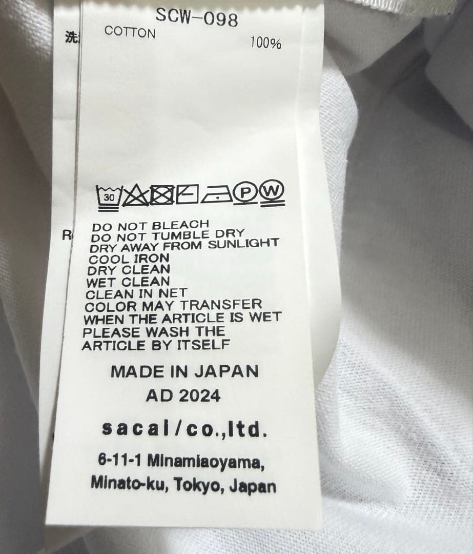 ゆう ★sacai サカイ★SCWお洗濯可能 現行発売中デザイン 24年