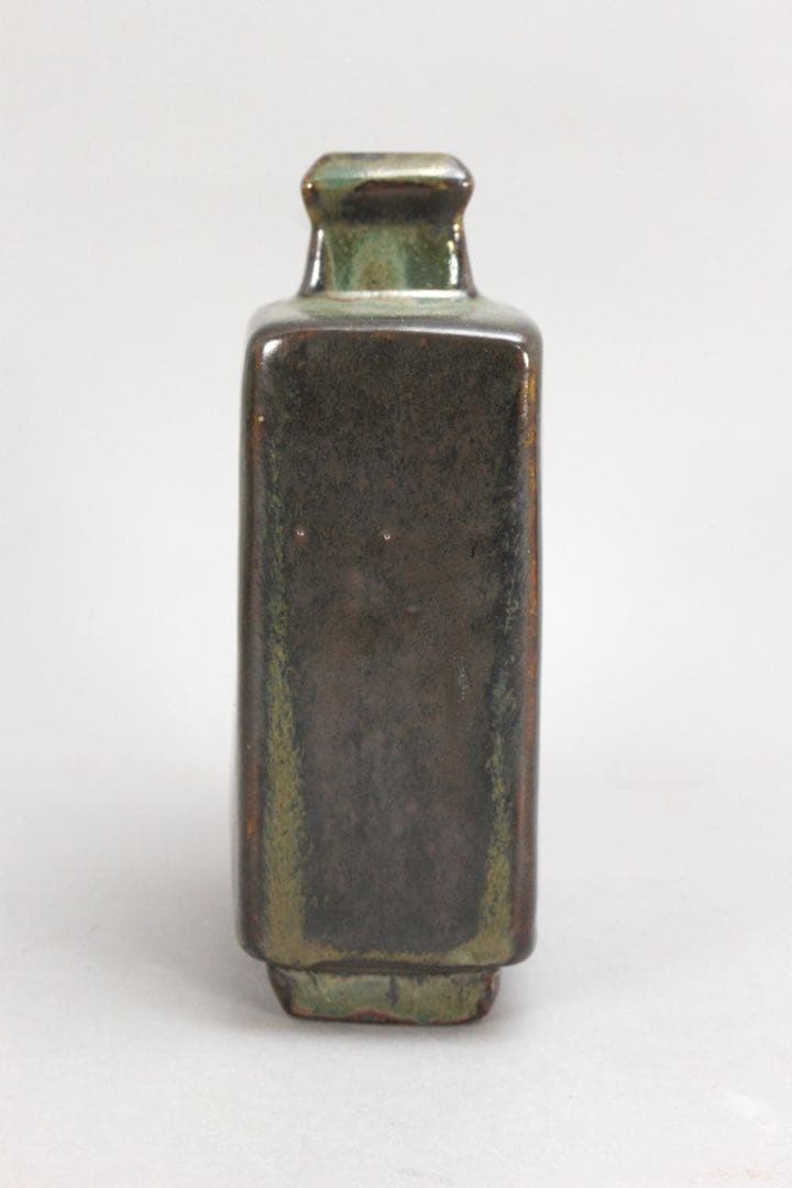 No4564 羽島焼　花瓶　扁壷　高さ18cm 花器　花入　古美術　送料無料