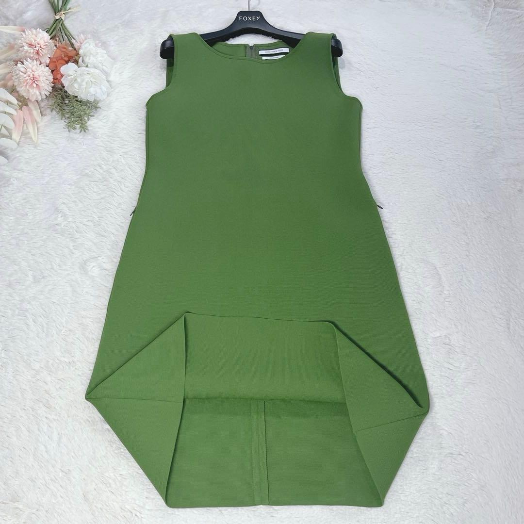 極美品✨FOXEY フォクシー　ニットワンピース　ノースリーブ　グリーン　40