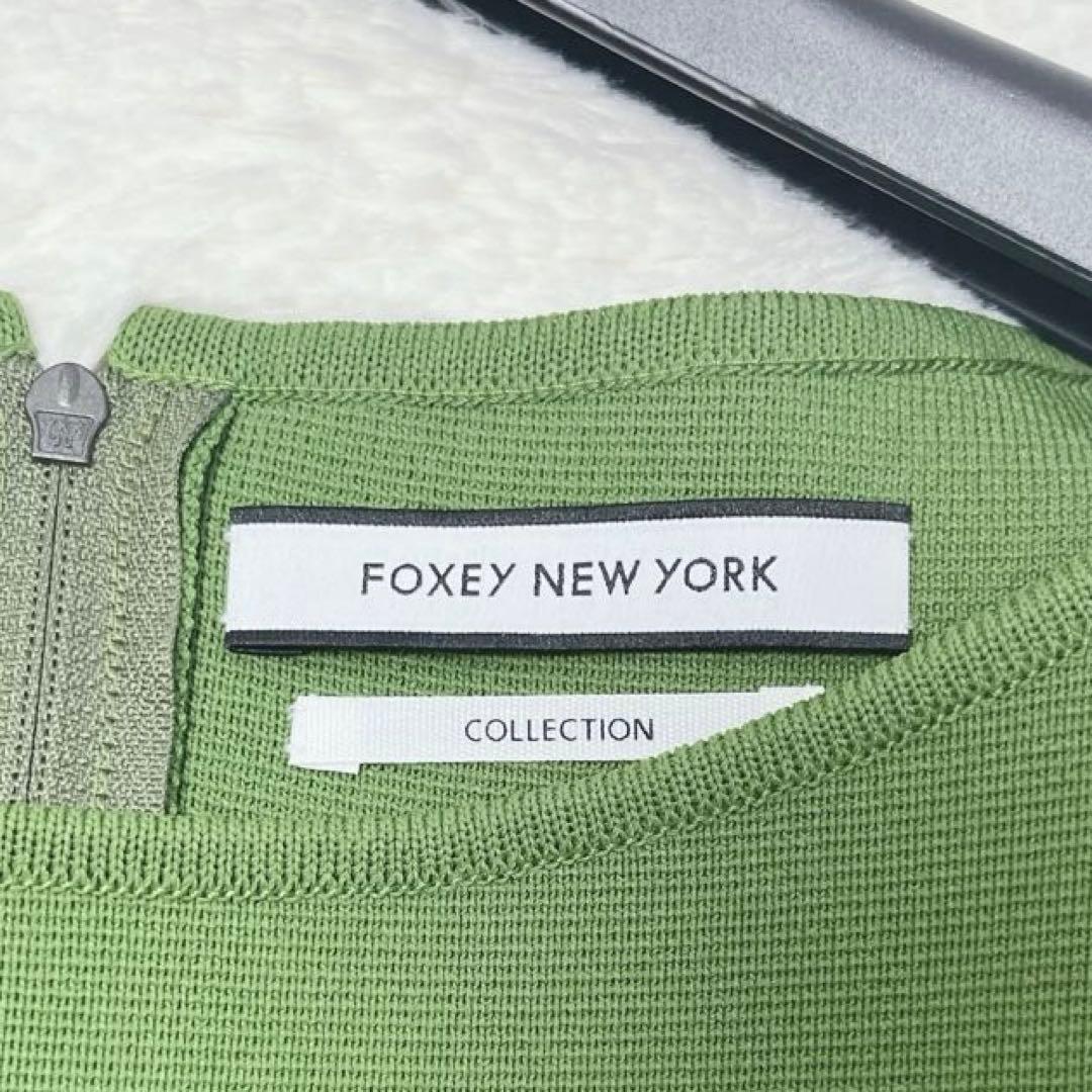 極美品✨FOXEY フォクシー　ニットワンピース　ノースリーブ　グリーン　40