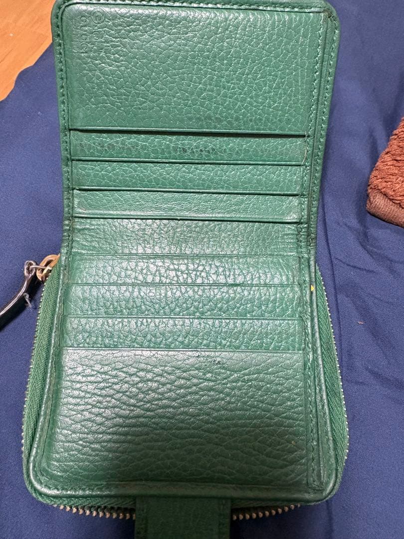 Gucci GGキャンバス 二つ折り財布 グリーン