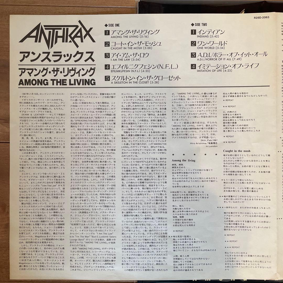 Anthrax Among The Living LP アンスラックス レコード