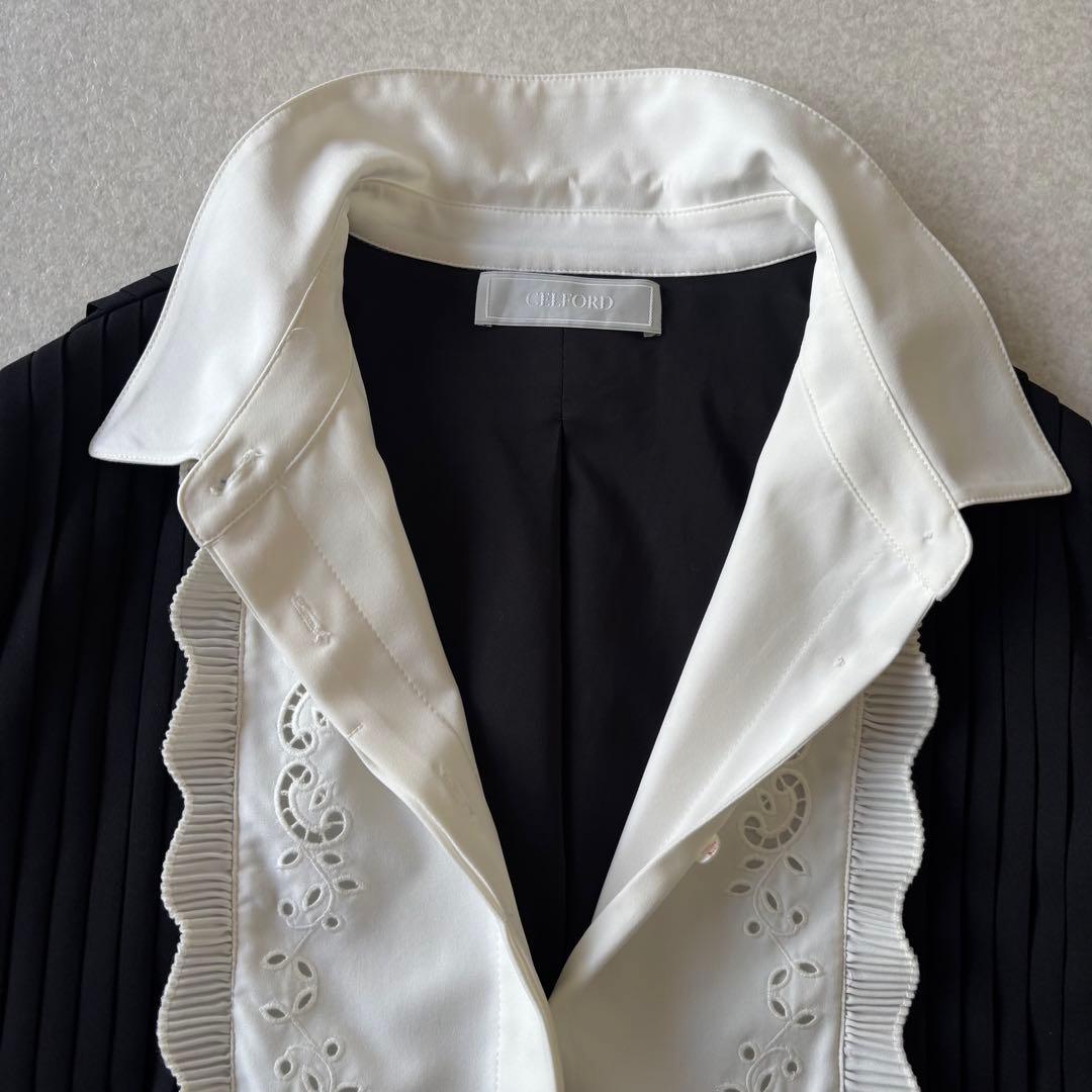 【美品】セルフォード　Aラインプリーツワンピース　黒　36