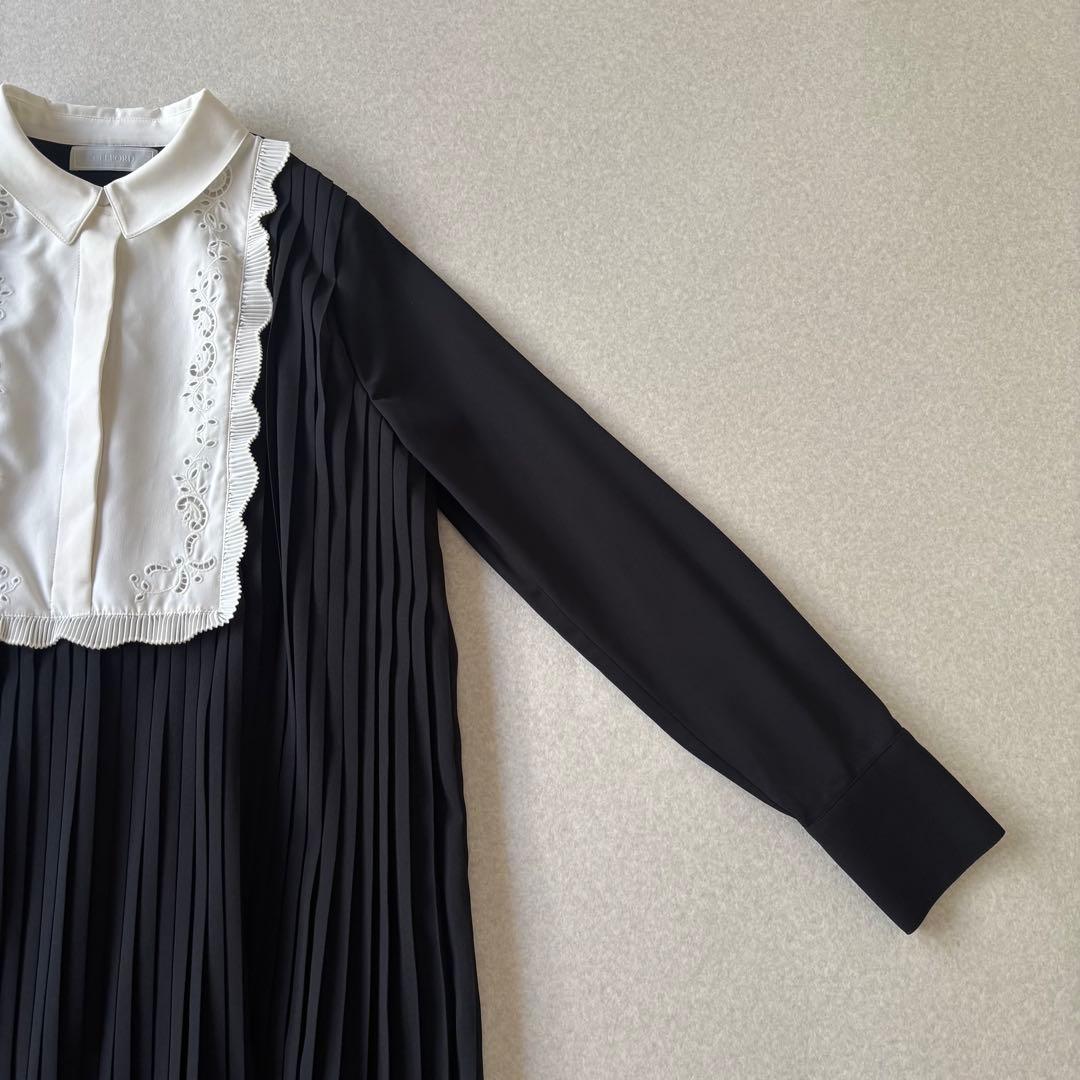 【美品】セルフォード　Aラインプリーツワンピース　黒　36