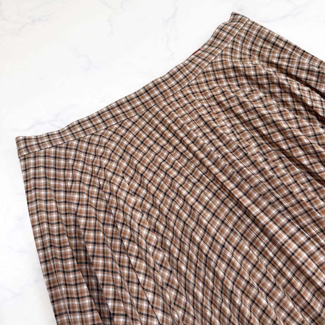 Max Mara STUDIO チェック ロング フレア プリーツスカート 42