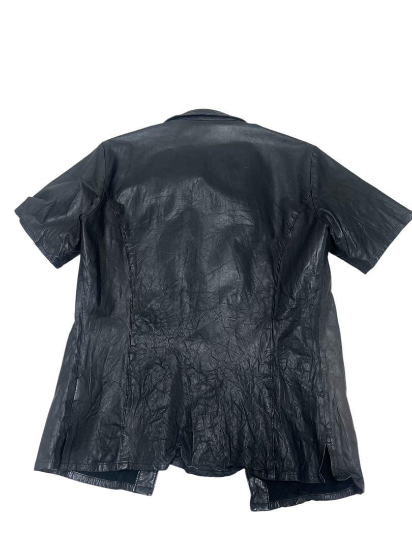 SHELLACシワ加工レザー半袖シャツ グランジ archive size46