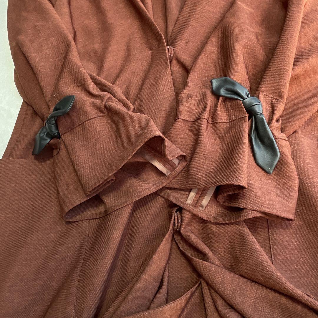 新品　アメリ バックレースアップ オーバー コート フリーサイズ　 ブラウン
