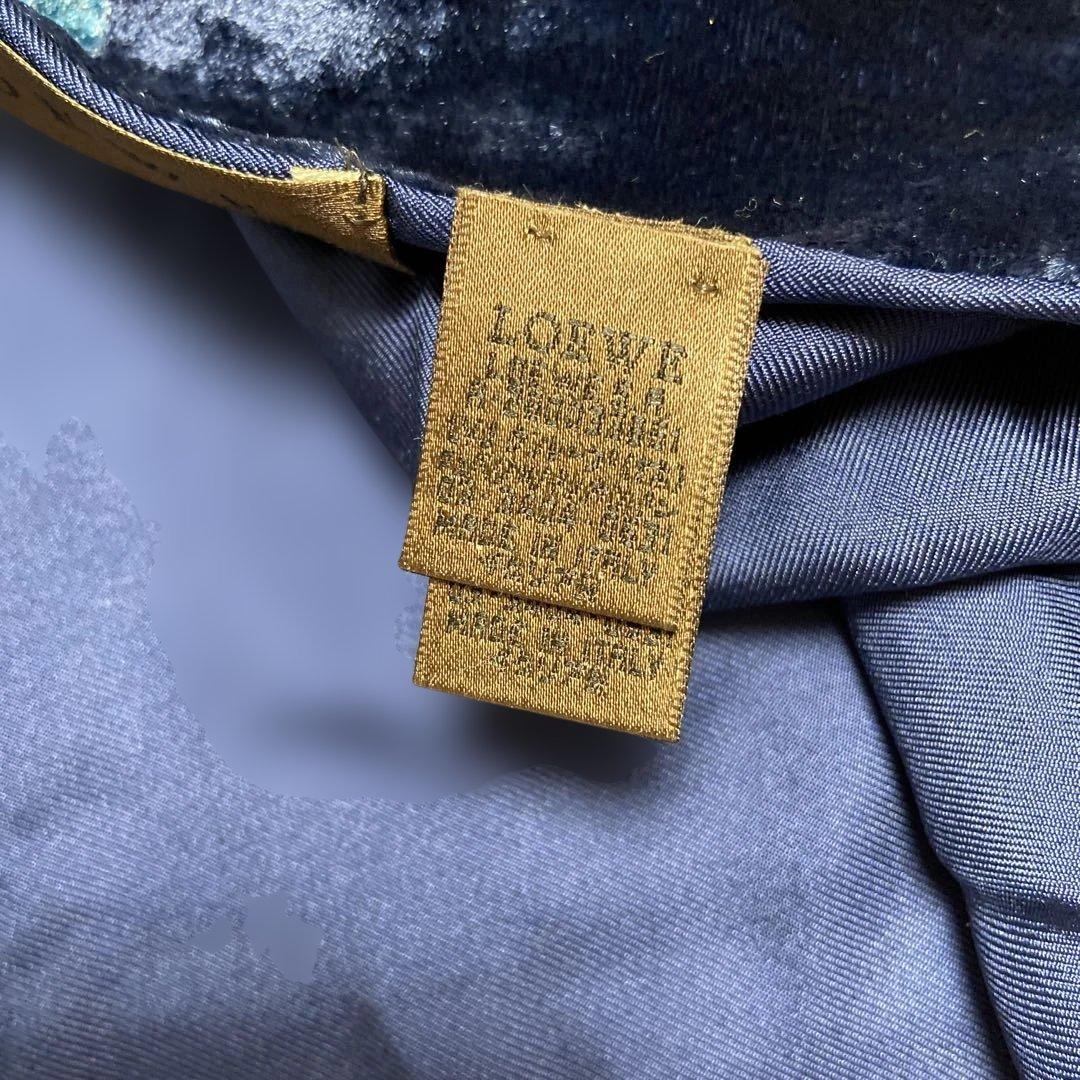 LOEWE ネイビー ベルベット風ストール　美品