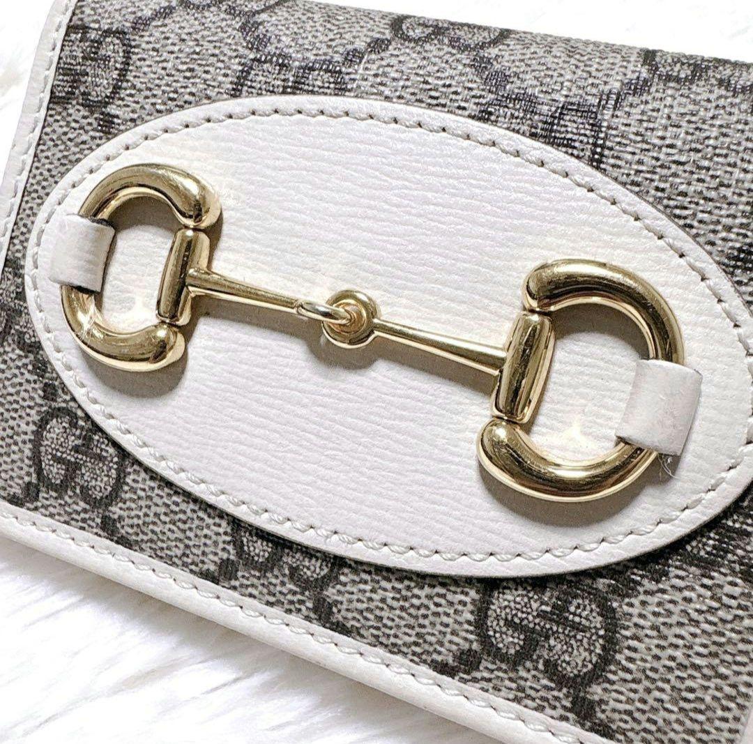 極美品　グッチ 二つ折り財布 ホースビット GGスプリーム 金具 ロゴ