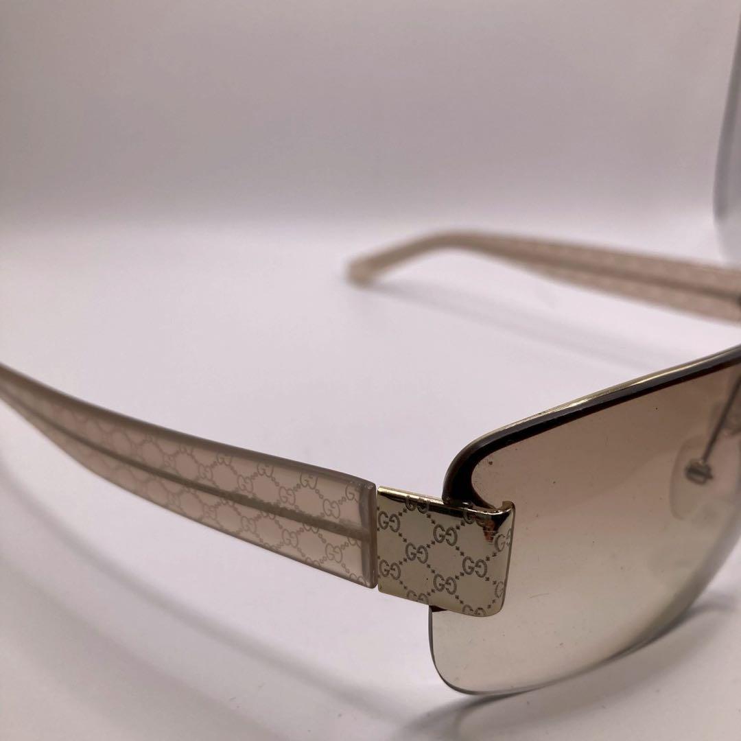 GUCCI グッチ　サングラス　GG柄　サイドロゴ　ハーフリム　ゴールド　クリア