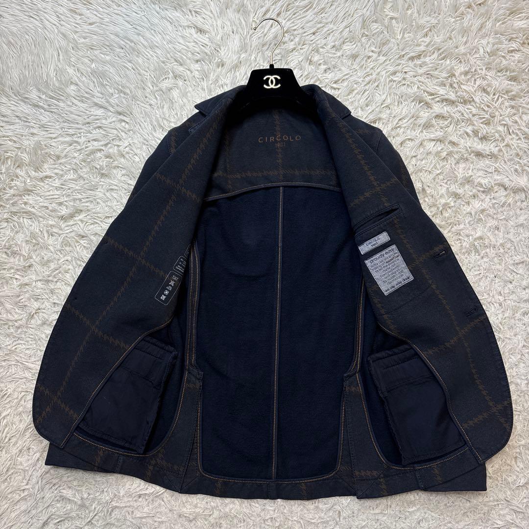 【チルコロ1901】ネイビー　チェック柄　proudly easy 42サイズ