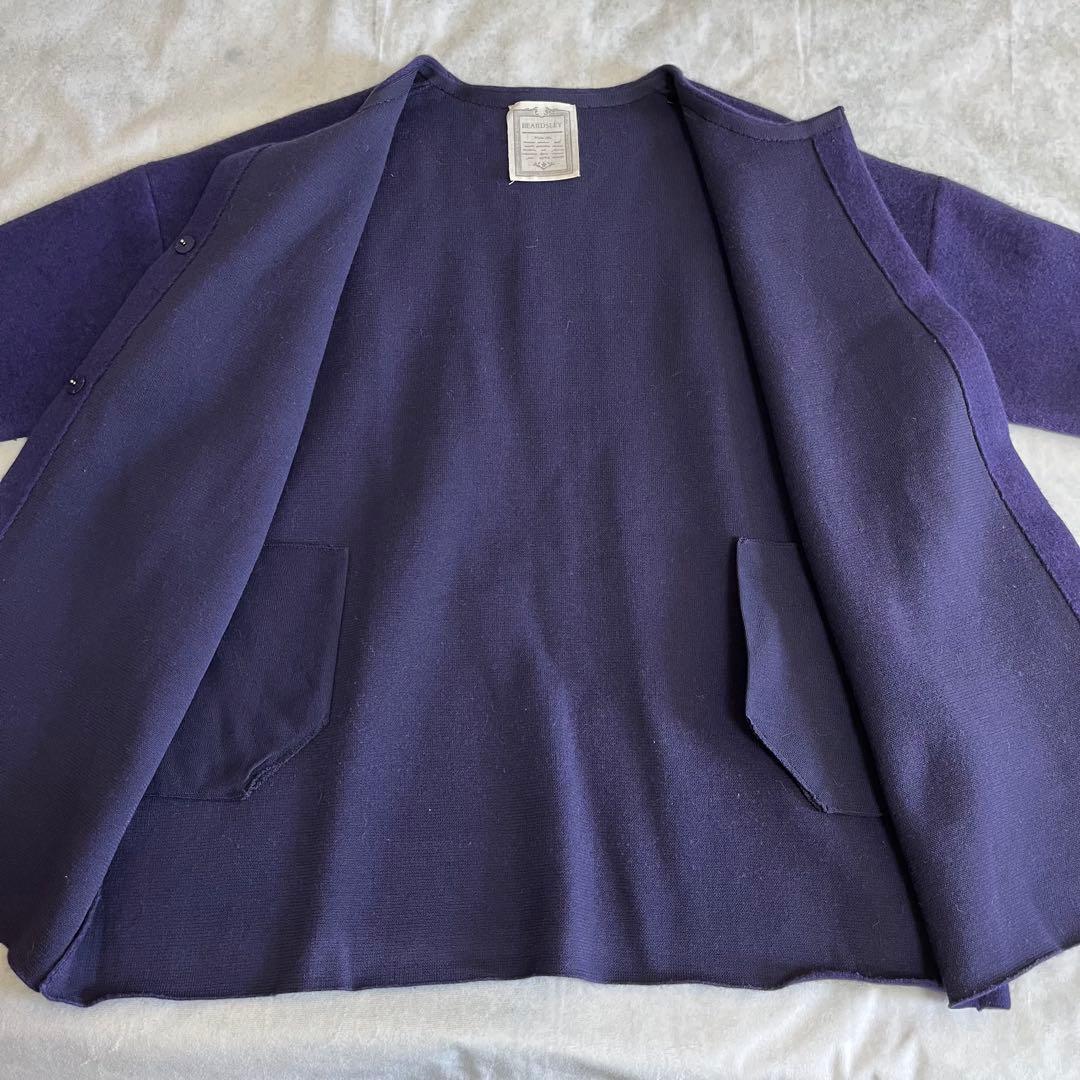 極美品❤️BEARDSLEY ビアズリー 洗えるニットコートラクーン混　パープル