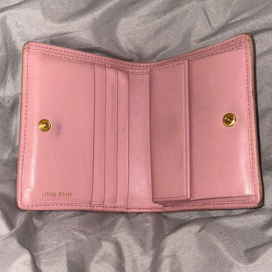 miumiu 二つ折り財布 ピンク アラバストロ ケース マテラッセ