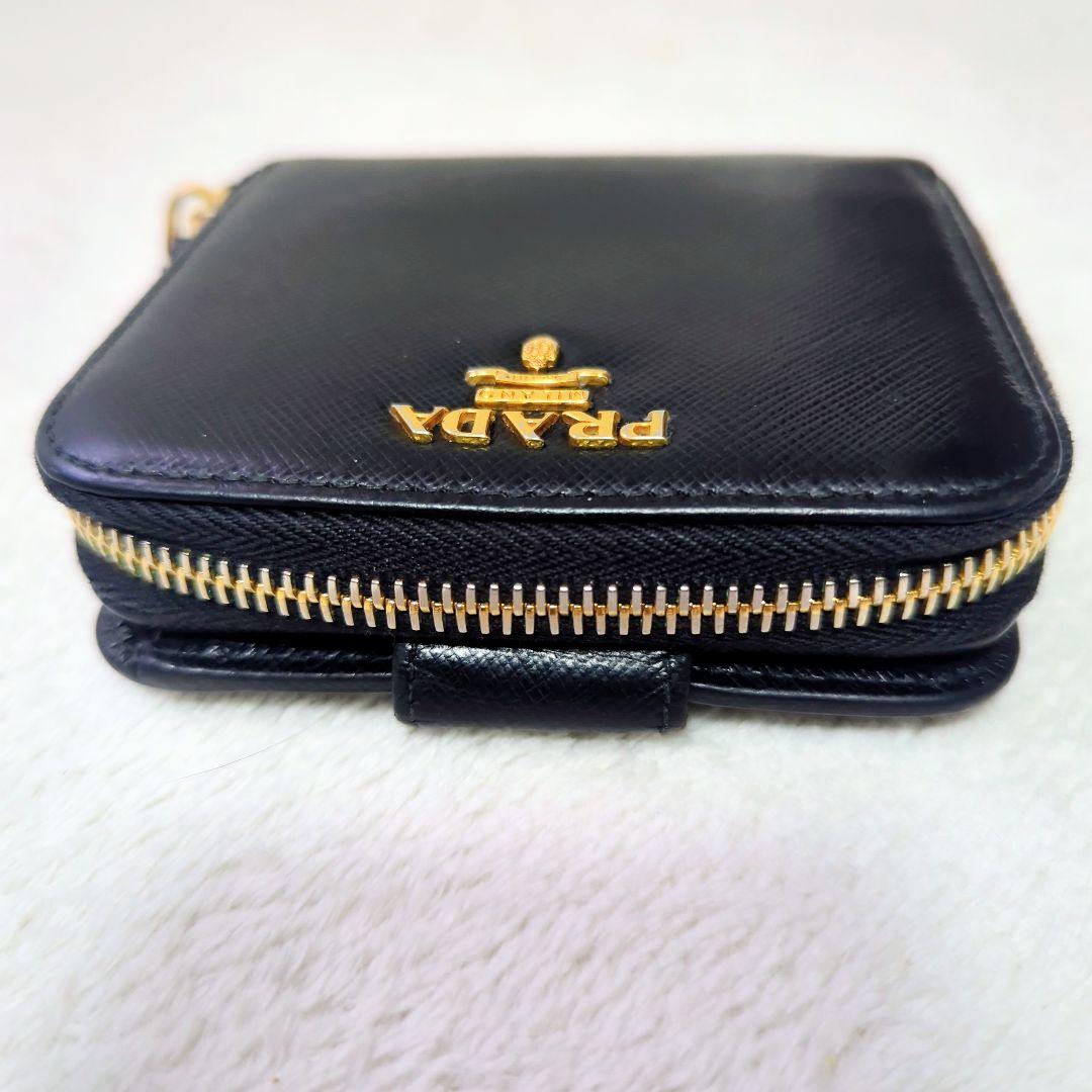 【PRADA プラダ】サフィアーノレザー 二つ折り財布 ブラック