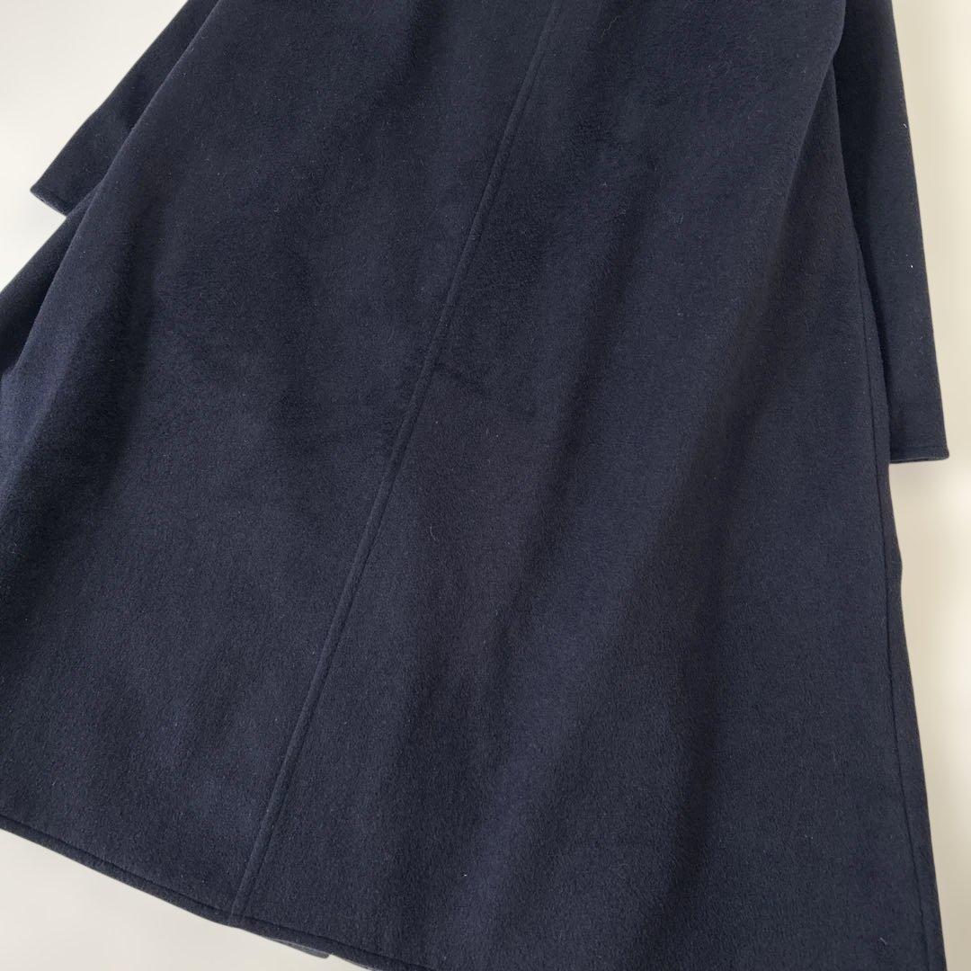 BEARDSLEY リバーシブルコート　ロング　ネイビー　Aライン　ウール　綿