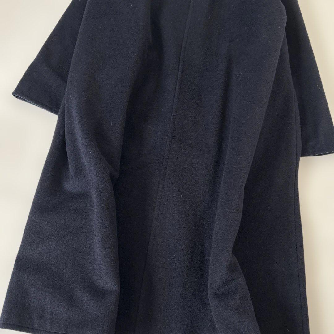 BEARDSLEY リバーシブルコート　ロング　ネイビー　Aライン　ウール　綿