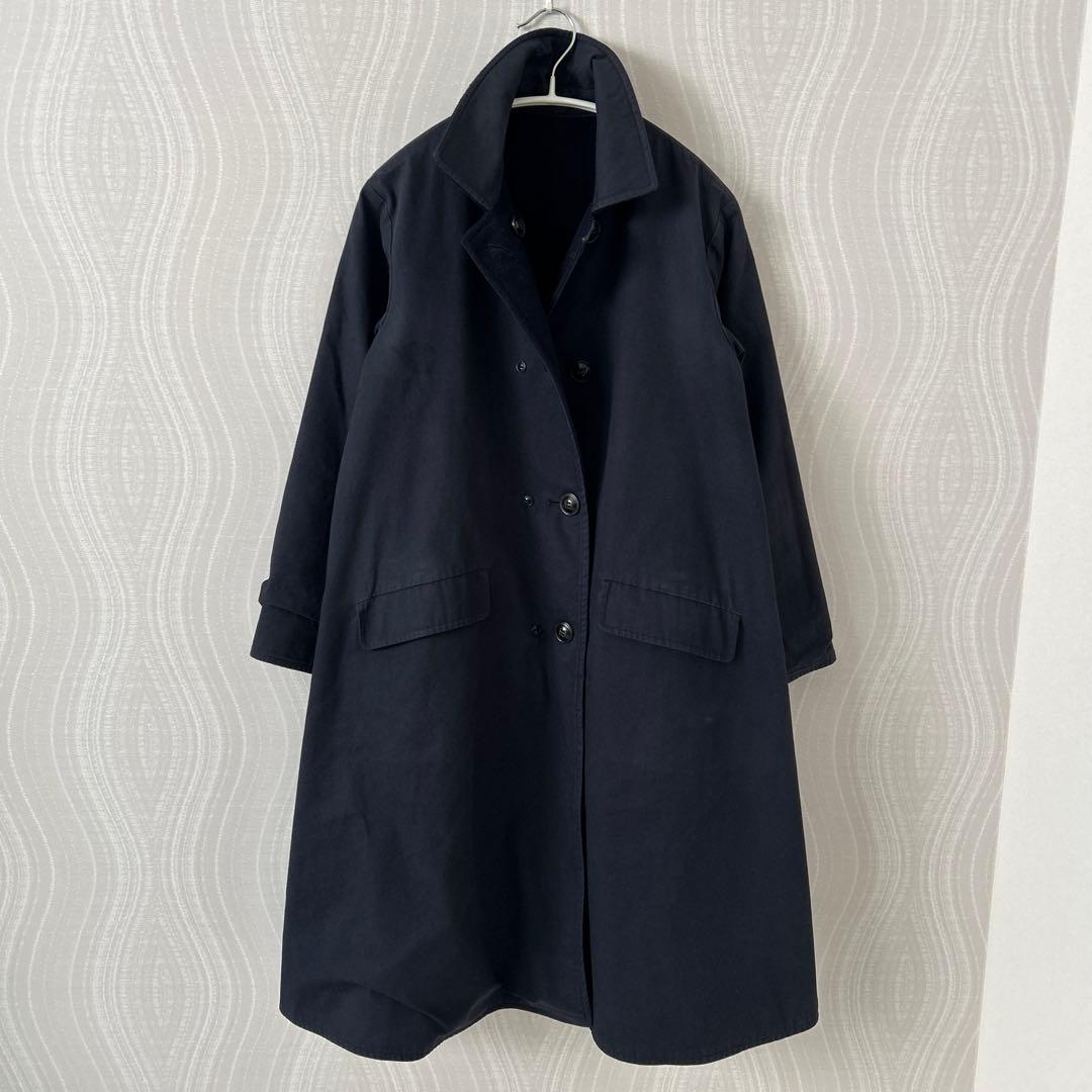 BEARDSLEY リバーシブルコート　ロング　ネイビー　Aライン　ウール　綿