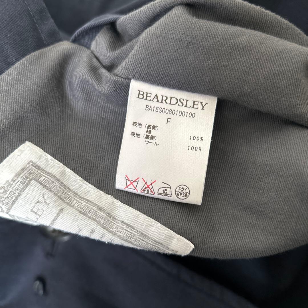 BEARDSLEY リバーシブルコート　ロング　ネイビー　Aライン　ウール　綿
