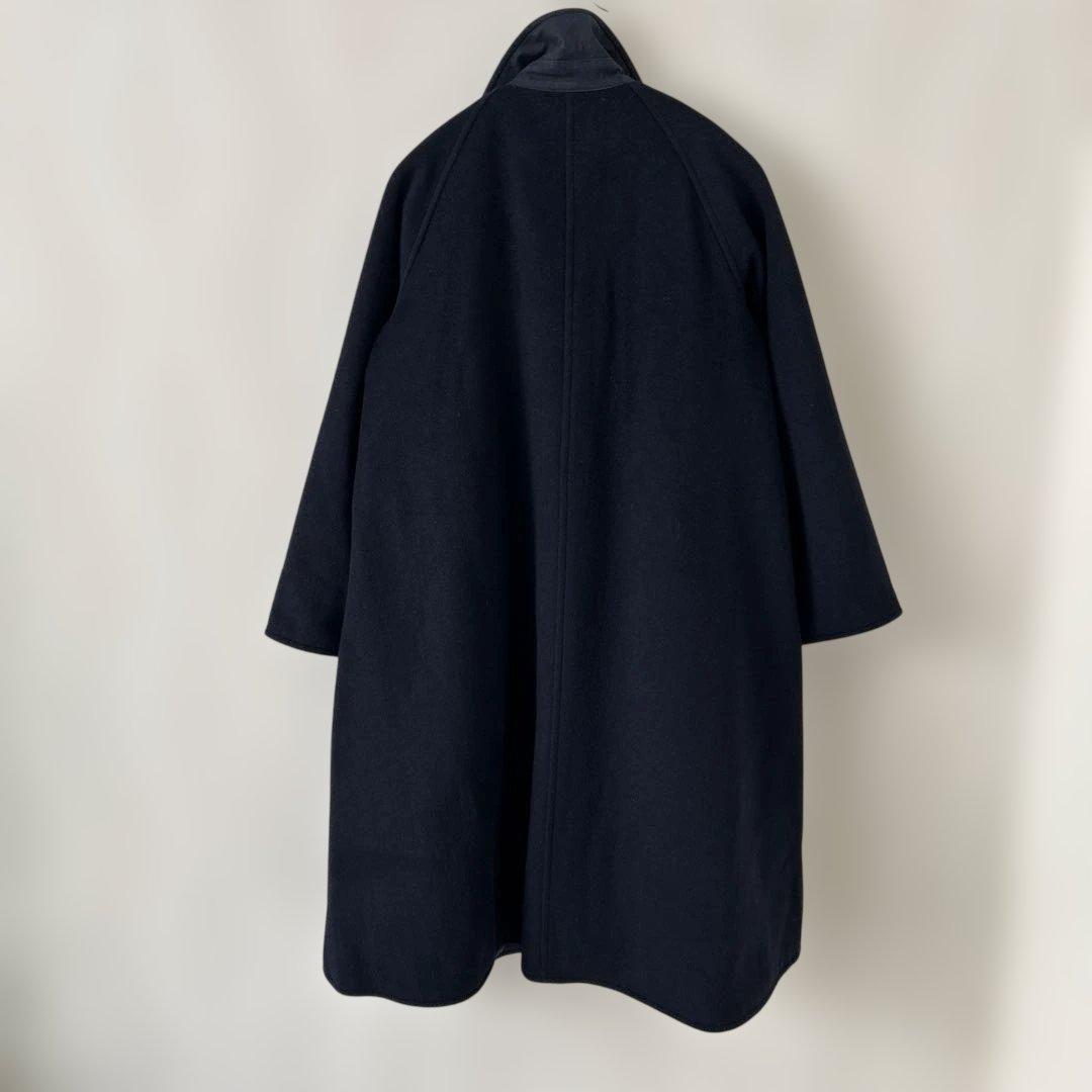 BEARDSLEY リバーシブルコート　ロング　ネイビー　Aライン　ウール　綿