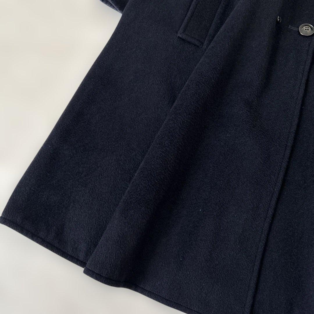 BEARDSLEY リバーシブルコート　ロング　ネイビー　Aライン　ウール　綿
