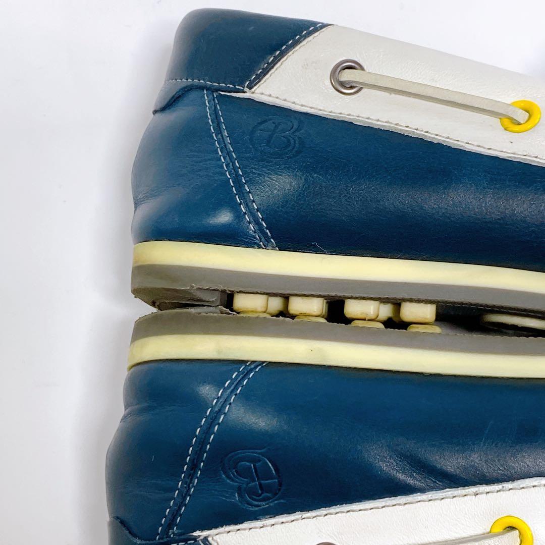 【美品】LANVIN en Bleu レザーデッキシューズ 24.5 白ネイビー