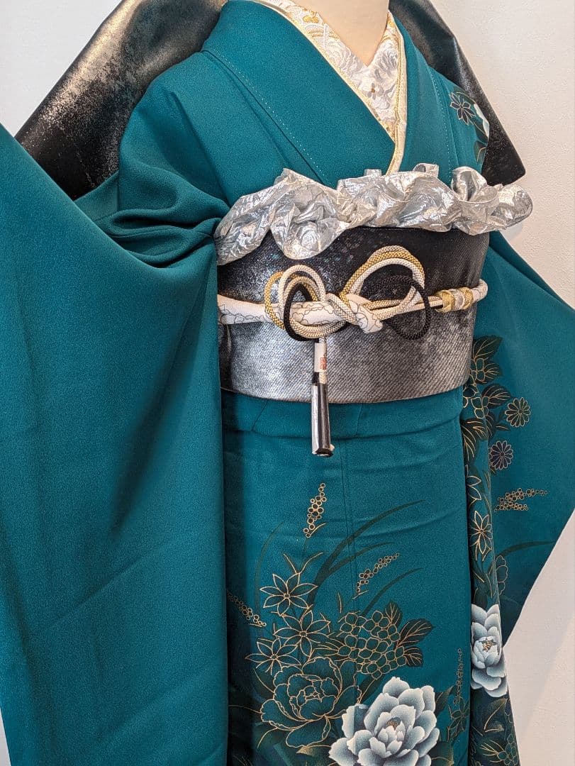 Sky様 振袖フルセット 身丈166裄68.5 青緑 金彩 正絹 逸品 成人式