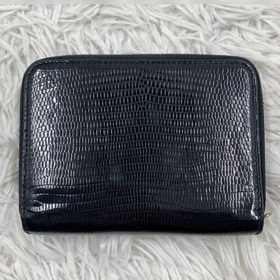 【✨美品✨】サンローラン 二つ折り財布 カサンドラ リザードスキン ブラック