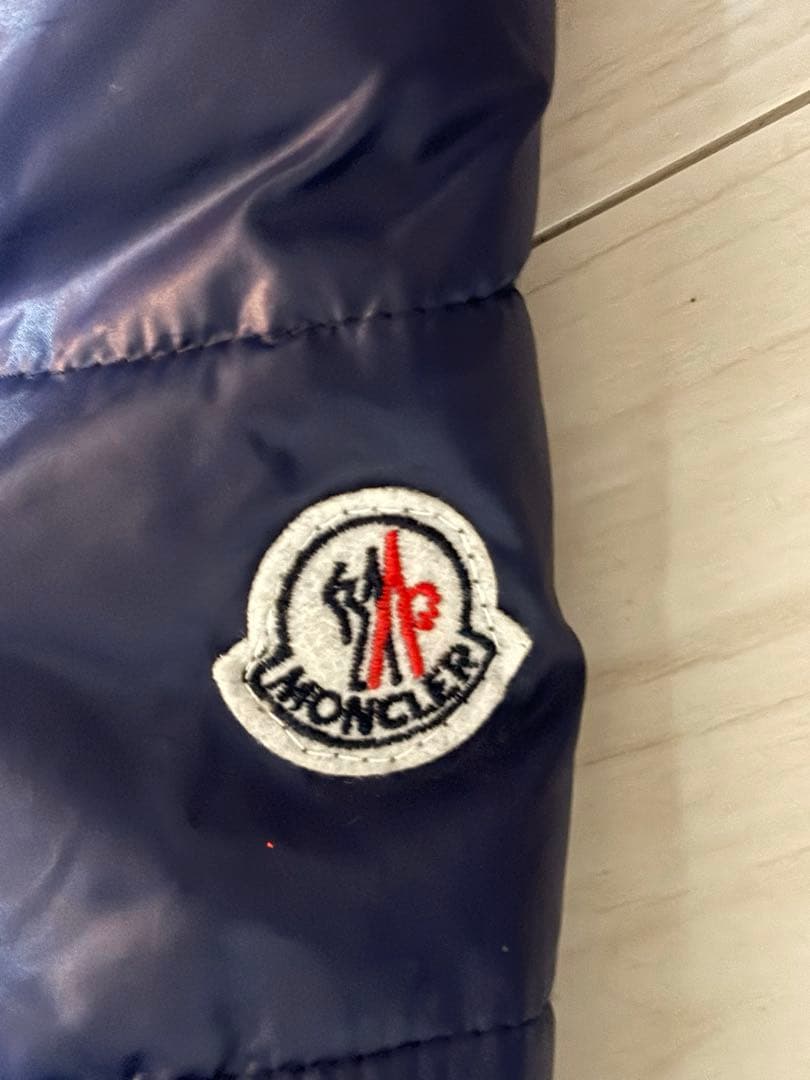 MONCLER Aラインレディースロングダウンコート M ネイビー　訳あり