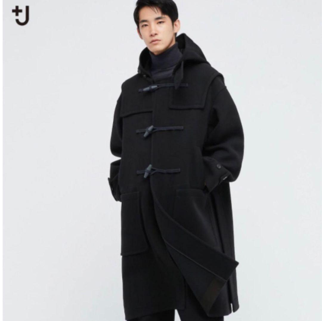 【UNIQLO ＋Jコラボ】ロングダッフルコート ウール100% ブラック