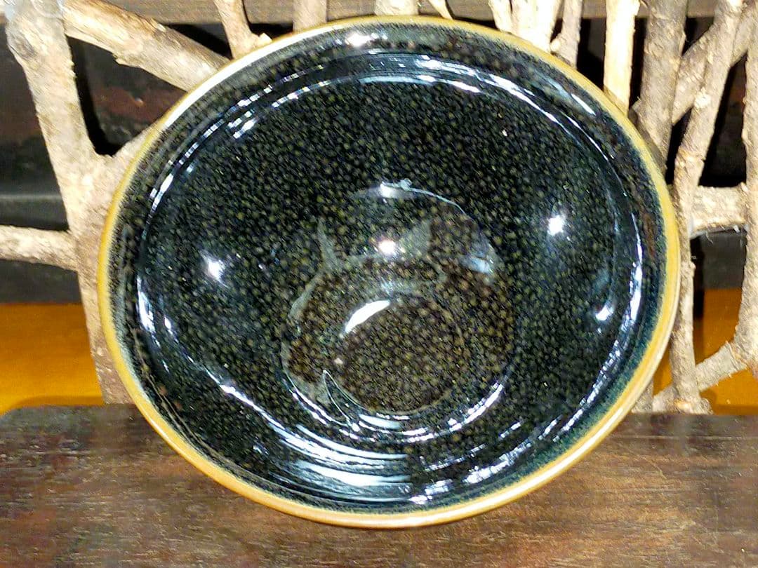 ♥油滴天目　茶碗　⑪　【内田邦夫】　共箱　仕覆　付き　茶道具　骨董　古玩