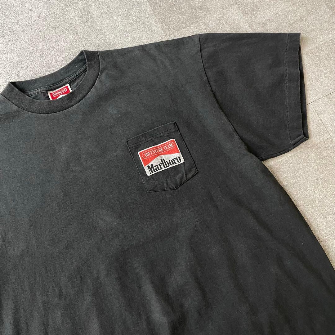 Marlboro Train Pocket Tee Fade L マルボロ 黒