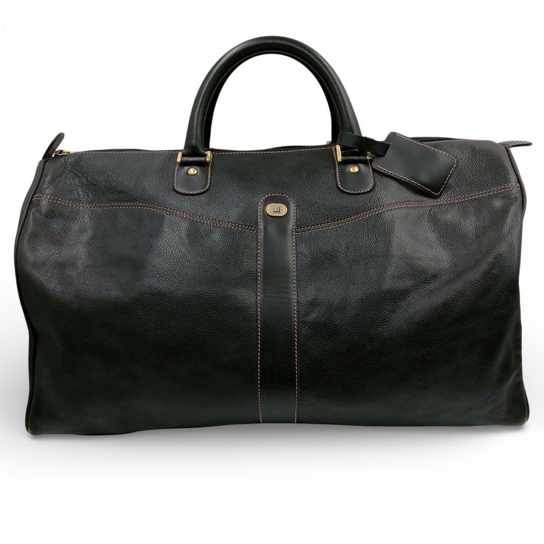 オールレザー◎Dunhill ダンヒル ボストンバッグ メンズ 黒 ブラック