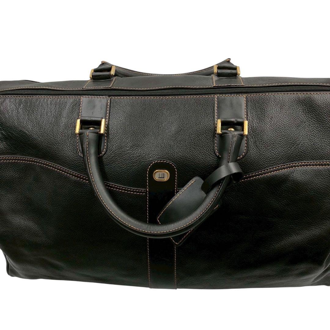 オールレザー◎Dunhill ダンヒル ボストンバッグ メンズ 黒 ブラック