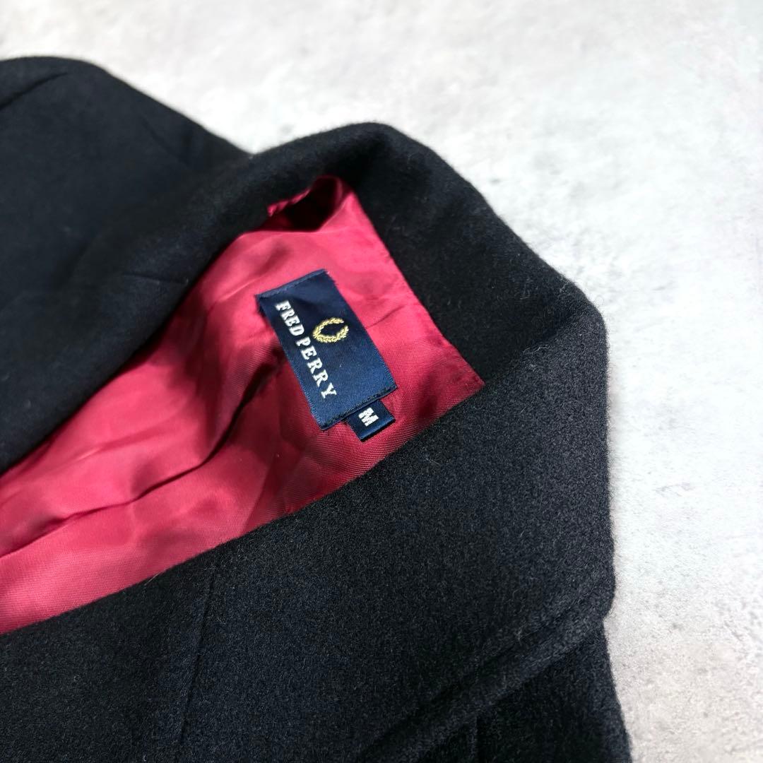FRED PERRY ウール ブレザー ブラック M 赤裏地 日本製