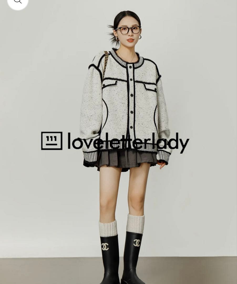 LLL LAB Bicolor Stitch Knit カーディガン