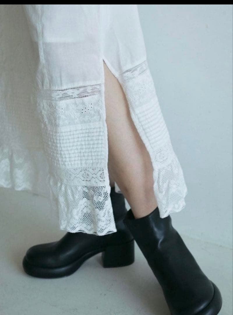 anuke Tuck Lace Skirt F レース ロングスカート