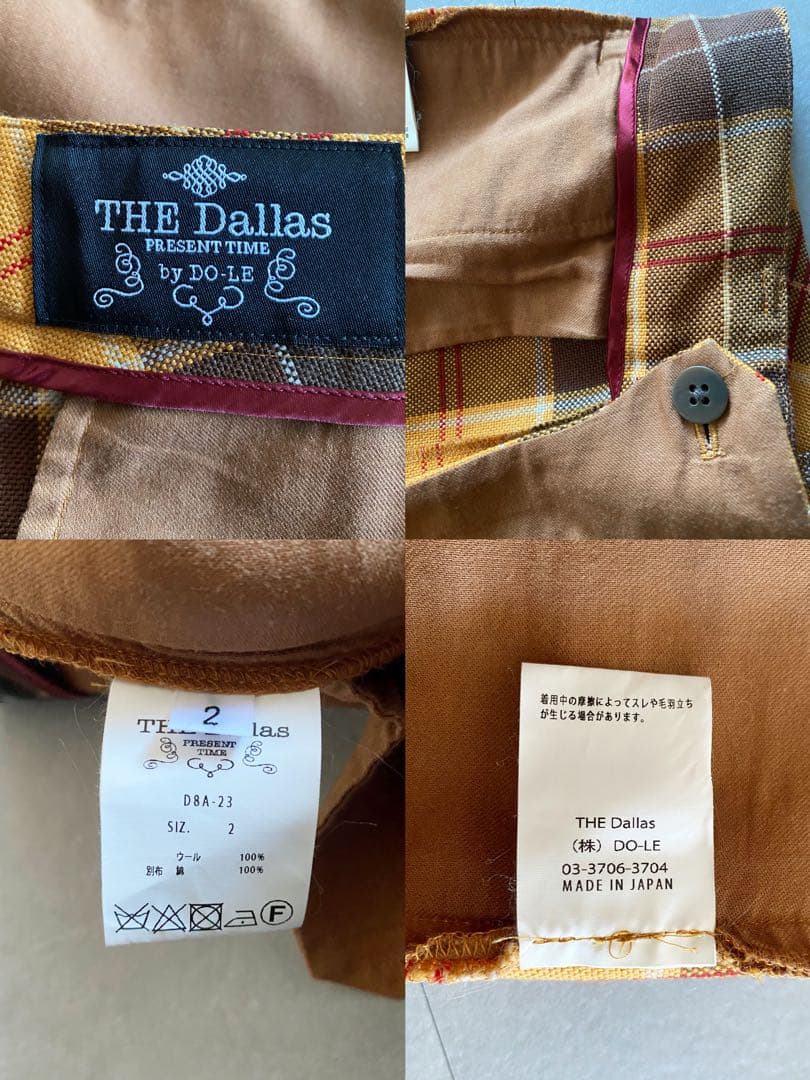 フミエタナカ フレア チェック柄 黄 パンツ THE Dallas ザ・ダラス