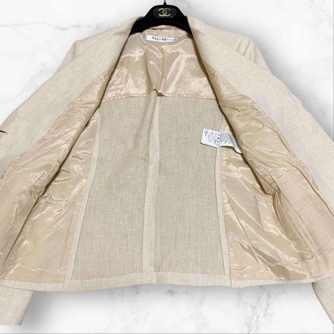 MAX MARA 春夏テーラードジャケット 麻100% 白タグ 刻印入りボタン