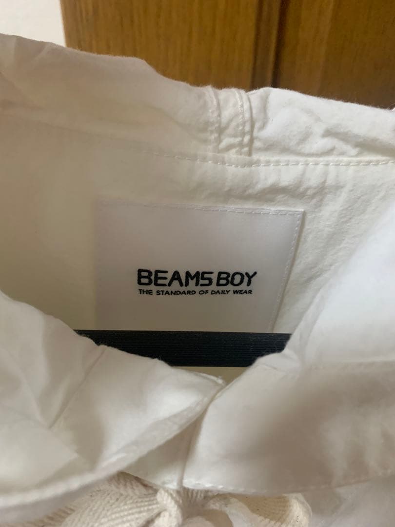BEAMS BOY フード付きホワイトロングコート