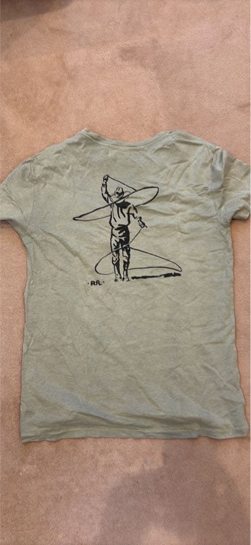 RRL ダブルアールエル バックプリント Tシャツ カウボーイ フェード　カーキ