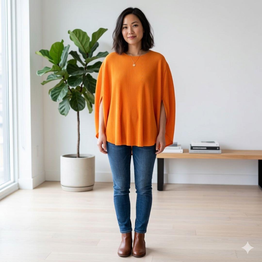 希少・美品PLEATS PLEASE イッセイミヤケ 変形 サークルトップス 橙