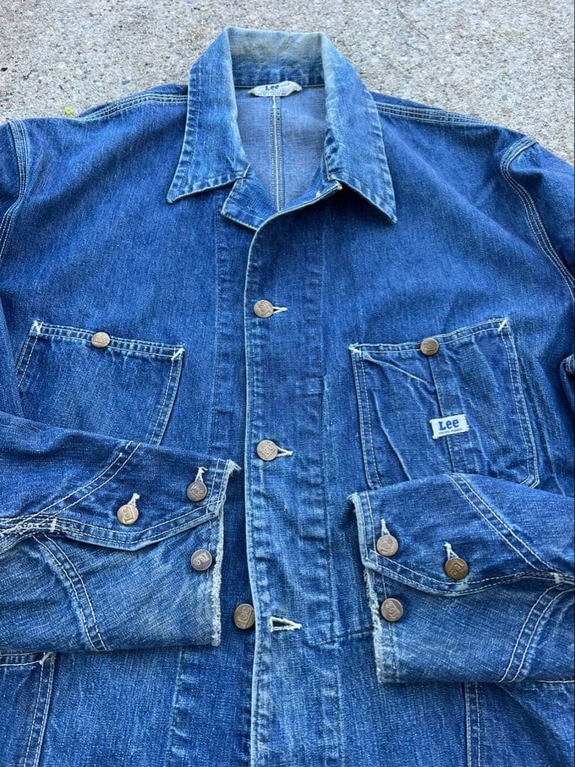 50s Lee 91-J デニムカバーオール　三角タグ　ロングL ボタン首振りe